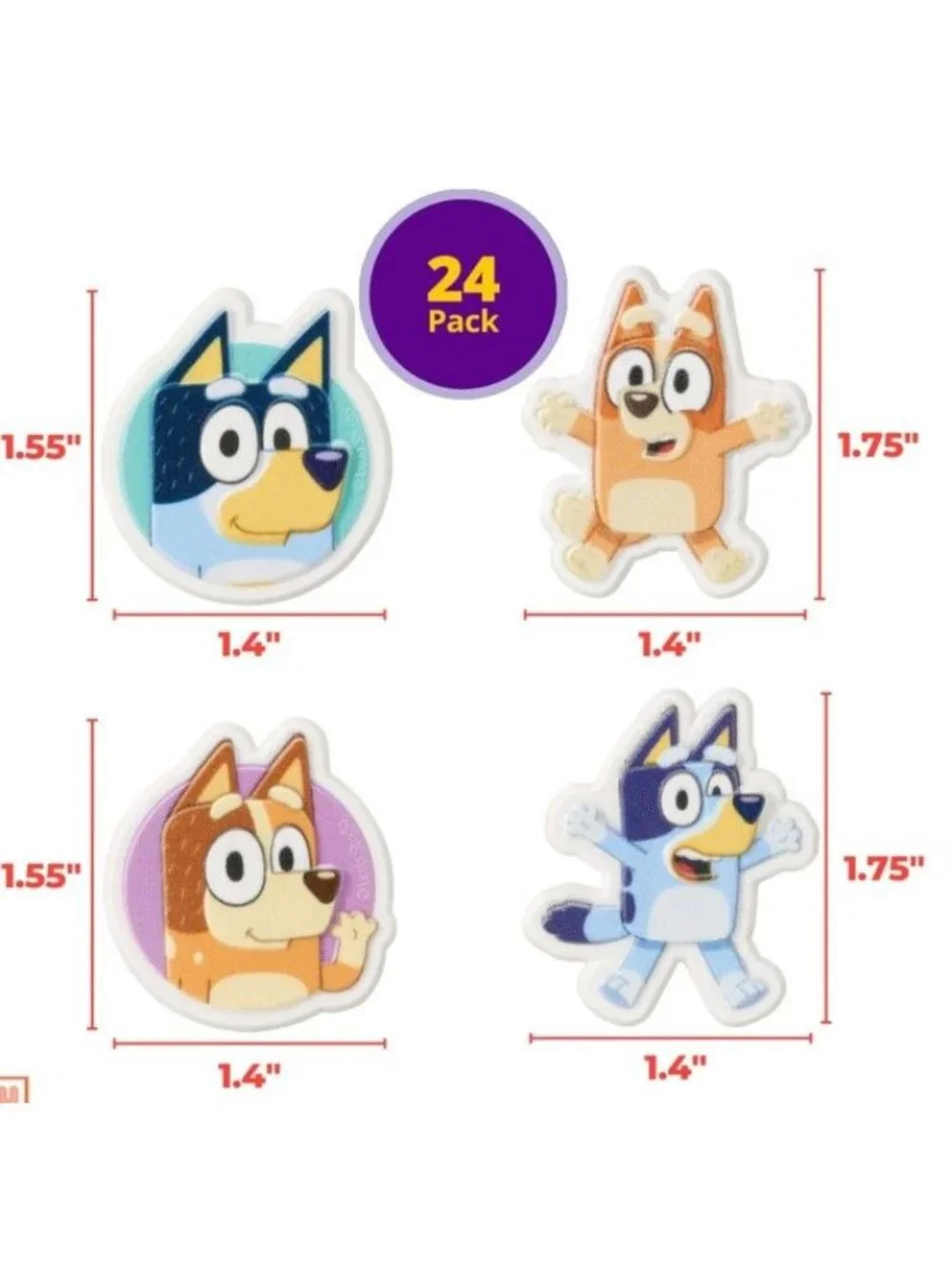 Bluey So Much Fun Rings Cupcake Decorations 24 -3D Food Safe Cake Toppers